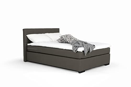 Mivano Beast Boxbett, Komfortables Bett mit Durchgehender Matratze (H3) und Topper, Flachgewebe Jam Dunkelgrau, Liegefläche 120 x 200 cm von Mivano