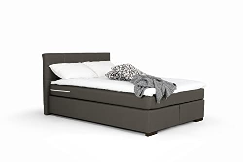 Mivano Beast Boxbett, Komfortables Bett mit Durchgehender Matratze (H3) und Topper, Flachgewebe Jam Dunkelgrau, Liegefläche 140 x 200 cm von Mivano