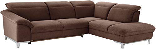 Mivano Bettsofa Teresa / Ecksofa mit Schlaffunktion, Kopfteilverstellung und Ottomane / 293 x 84 x 232 / Mikrofaser, Braun von Mivano