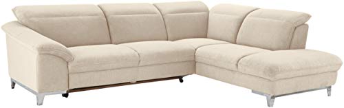 Mivano Bettsofa Teresa / Ecksofa mit Schlaffunktion, Kopfteilverstellung und Ottomane / 293 x 84 x 232 / Mikrofaser, Creme von Mivano