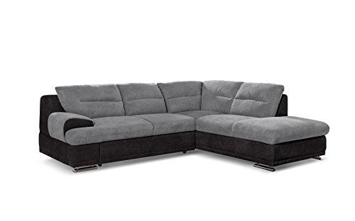 Mivano Ecksofa Coast / Große Sofagarnitur in L-Form mit Ottomane rechts / 264 x 88 x 217 / Materialmix: Grau/Schwarz von Mivano