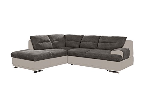 Mivano Ecksofa Coast / Große Sofagarnitur in L-Form mit Ottomane links / 264 x 88 x 217 / Materialmix: Braun/Beige von Mivano