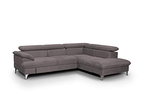 Mivano Eckcouch David / Modernes Sofa in L-Form mit verstellbaren Kopfteilen und Ottomane / 256 x 71 x 208 / Mikrofaser-Bezug, Hellbraun von Mivano