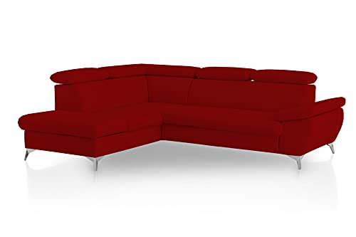 Mivano Eckcouch Gisele / Ecksofa mit Schlaffunktion, Stauraum, Armteilfunktion und Kopfteilverstellung / 256 x 83 x 209 / Kunstleder, Rot von Mivano