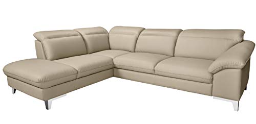 Mivano Eckcouch Teresa / Ecksofa mit Bettfunktion und Kopfteilverstellung in Lederoptik / 293 x 84 x 232 / Kunstleder Beige von Mivano