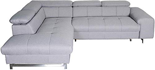 Mivano Ecksofa Chef / L-Sofa mit Ottomane und verstellbaren Kopfstützen / 262 x 72 x 206 / Mikrofaser Grau von Mivano