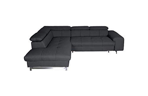 Mivano Ecksofa Chef / L-Sofa mit Ottomane und verstellbaren Kopfstützen / 262 x 72 x 206 / Strukturstoff Schwarz von Mivano