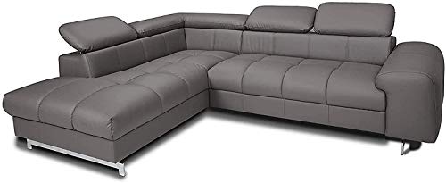 Mivano Ecksofa Chef / L-Sofa mit Ottomane und verstellbaren Kopfstützen in Lederoptik / 262 x 72 x 206 / Kunstleder Elephant von Mivano