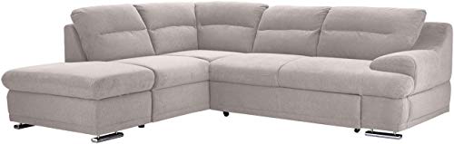 Mivano Ecksofa Coast / Große Schlafcouch in L-Form mit Ottomane links, Inkl. Bettfunktion und Stauraum, 264 x 88 x 217, Mikrofaser: hellgrau von Mivano