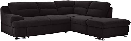 Mivano Ecksofa Coast / Große Schlafcouch in L-Form mit Ottomane rechts, Inkl. Bettfunktion und Stauraum, 264 x 88 x 217, Mikrofaser: schwarz von Mivano