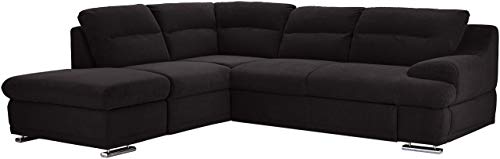 Mivano Ecksofa Coast / Große Sofagarnitur in L-Form mit Ottomane links, 264 x 88 x 217, Mikrofaser: schwarz von Mivano