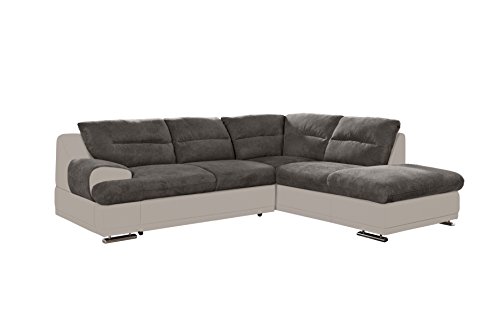 Mivano Ecksofa Coast / Große Sofagarnitur in L-Form mit Ottomane rechts / 264 x 88 x 217 / Materialmix: Braun/Beige Mivano Ecksofa Coast / Große Sofagarnitur in L-Form mit Ottomane rechts / 264 x 88 x 217 / Materialmix: Braun/Beige von Mivano