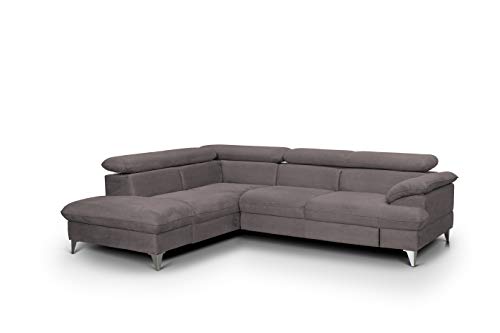 Mivano Ecksofa David / Moderne Couch in L-Form mit verstellbaren Kopfstützen und Ottomane / 256 x 71 x 208 / Mikrofaser-Bezug, Hellbraun von Mivano