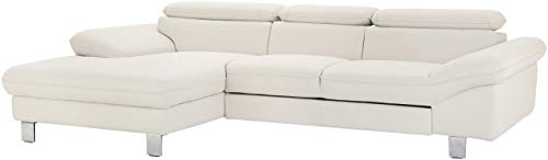 Mivano Ecksofa Driver mit Recamiere links, Ledercouch im modernen Design, Inkl. verstellbare Kopfstützen, 268 x 73 x 169, Kunstleder, Weiß von Mivano