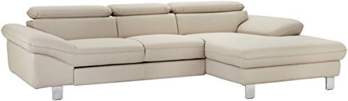 Mivano Ecksofa Driver mit Recamiere rechts, Ledercouch im modernen Design, Inkl. verstellbare Kopfstützen, 268 x 73 x 169, Kunstleder, Hellbraun von Mivano