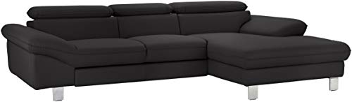 Mivano Ecksofa Driver mit Recamiere rechts, Ledercouch im modernen Design, Inkl. verstellbare Kopfstützen, 268 x 73 x 169, Kunstleder, Schwarz von Mivano