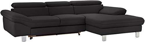 Mivano Ecksofa Driver mit Recamiere rechts, Ledercouch mit Bettfunktion und Bettkasten / Inkl. verstellbare Kopfstützen, 268 x 73 x 169, Kunstleder, Schwarz von Mivano