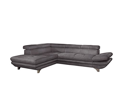 Mivano Ecksofa Enterprise / Trendige Eckcouch in L-Form mit Bettfunktion / Kopfstützen und Armteil verstellbar / 273 x 75 x 238 / Mikrofaser: dunkelgrau Mivano Ecksofa Enterprise / Trendige Eckcouch in L-Form mit Bettfunktion / Kopfstützen und Armteil verstellbar / 273 x 75 x 238 / Mikrofaser: dunkelgrau von Mivano