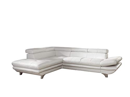 Mivano Ecksofa Enterprise / Trendige Ledercouch in L-Form mit Bettfunktion / Kopfstützen und Armteil verstellbar / 273 x 75 x 238 / Kunstleder: weiß von Mivano