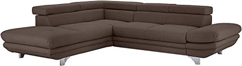 Mivano Ecksofa Enterprise / Trendige Ledercouch in L-Form mit Ottomane links / Inkl. höhenverstellbare Kopfstützen / 277 x 75 x 238 / Kunstleder: graubraun Mivano Ecksofa Enterprise / Trendige Ledercouch in L-Form mit Ottomane links / Inkl. höhenverstellbare Kopfstützen / 277 x 75 x 238 / Kunstleder: graubraun von Mivano