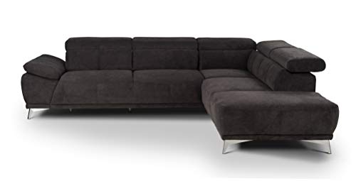 Mivano Ecksofa Felipe / Moderne Eckcouch mit Ottomanen rechts und verstellbaren Kopfstützen / 292 x 73 x 233 / Schwarz von Mivano