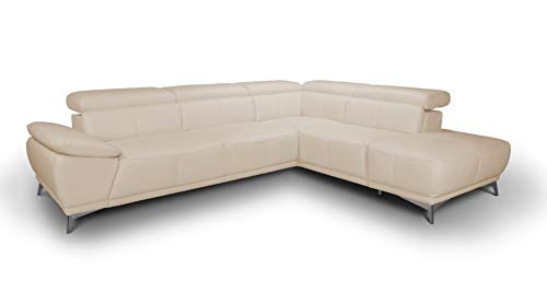 Mivano Ecksofa Felipe in Lederoptik / Moderne Eckcouch mit verstellbaren Kopfstützen / 292 x 73 x 233 / Kunstleder Weiß von Mivano