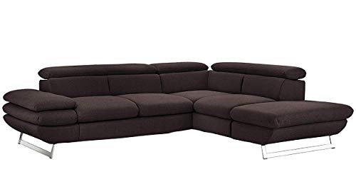 Mivano Ecksofa Prestige, Modernes Bettsofa in L-Form mit Ottomane und Schlaffunktion, Kopfteile und Armteil verstellbar, 265 x 74 x 223, Strukturstoff, anthrazit von Mivano