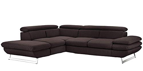 Mivano Ecksofa Prestige, Modernes L-Form-Sofa mit Ottomane, Kopfstützen und Armlehne verstellbar, 265 x 74 x 223, Strukturstoff, anthrazit von Mivano