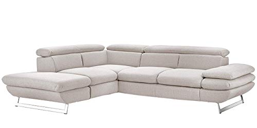 Mivano Ecksofa Prestige, Modernes L-Form-Sofa mit Ottomane, Kopfstützen und Armlehne verstellbar, 265 x 74 x 223, Strukturstoff, beige von Mivano