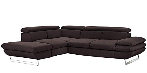 Mivano Ecksofa Prestige, Modernes Schlafsofa in L-Form mit Ottomane und Bettfunktion, Kopfstützen und Armlehne verstellbar, 265 x 74 x 223, Strukturstoff, anthrazit von Mivano