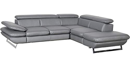 Mivano Ecksofa Prestige / Couch in L-Form mit Ottomane / Kopfteile und Armteil verstellbar / 265 x 74 x 223 / Kunstleder, dunkelgrau von Mivano