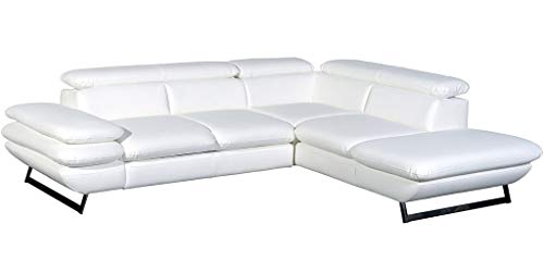 Mivano Ecksofa Prestige / Couch in L-Form mit Ottomane / Kopfteile und Armteil verstellbar / 265 x 74 x 223 / Kunstleder, weiß von Mivano