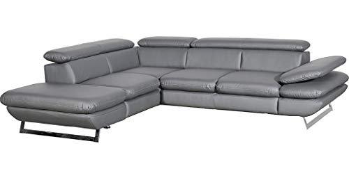 Mivano Ecksofa Prestige / L-Form-Sofa mit Ottomane / Kopfstützen und Armlehne verstellbar / 265 x 74 x 223 / Kunstleder, dunkelgrau von Mivano