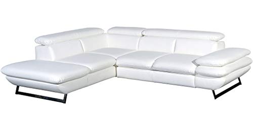 Mivano Ecksofa Prestige / L-Form-Sofa mit Ottomane / Kopfstützen und Armlehne verstellbar / 265 x 74 x 223 / Kunstleder, weiß von Mivano