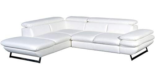 Mivano Ecksofa Prestige / Schlafsofa in L-Form mit Ottomane und Bettfunktion / Kopfstützen und Armlehne verstellbar / 265 x 74 x 223 / Kunstleder, weiß von Mivano
