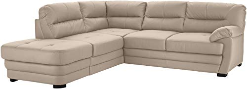 Mivano Ecksofa Royale / Zeitloses L-Form-Sofa mit Ottomane und hohen Rückenlehnen / 246 x 90 x 230 / Lederoptik, hellbraun Mivano Ecksofa Royale / Zeitloses L-Form-Sofa mit Ottomane und hohen Rückenlehnen / 246 x 90 x 230 / Lederoptik, hellbraun von Mivano