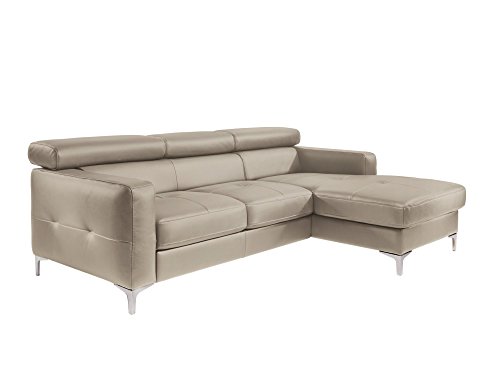 Mivano Ecksofa Sammy, Schlafsofa in Lederimitat mit Bettkasten und Kopfteilverstellung, 227 x 74 x 187, Kunstleder, hellbraun von Mivano