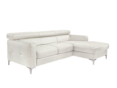 Mivano Ecksofa Sammy, Schlafsofa in Lederimitat mit Bettkasten und Kopfteilverstellung, 227 x 74 x 187, Kunstleder, weiß von Mivano