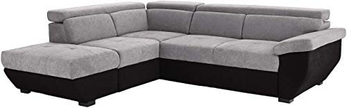 Mivano Ecksofa Speedway / Moderne Couch in L-Form mit verstellbaren Kopfstützen und Ottomane / 262 x 79 x 224 / Zweifarbiger Bezug, argent/black von Mivano