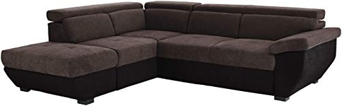 Mivano Ecksofa Speedway / Moderne Couch in L-Form mit verstellbaren Kopfstützen und Ottomane / 262 x 79 x 224 / Zweifarbiger Bezug, grey/black von Mivano