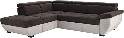 Mivano Ecksofa Speedway / Moderne Couch in L-Form mit verstellbaren Kopfstützen und Ottomane / 262 x 79 x 224 / Zweifarbiger Bezug, mud/elephant von Mivano