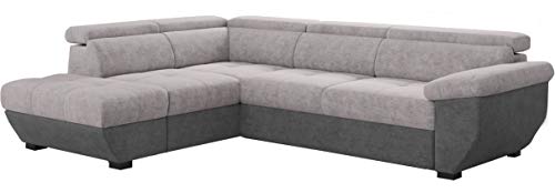 Mivano Ecksofa Speedway / Couch in L-Form mit verstellbaren Kopfteilen und Ottomane / 262 x 79 x 224 / Zweifarbig: grau/dunkelgrau von Mivano