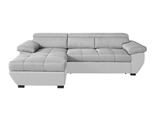 Mivano Ecksofa Speedway / Moderne Couch in L-Form mit verstellbaren Kopfteilen und Recamiere / 267 x 79 x 170 / Zweifarbig: Grau-Hellgrau von Mivano