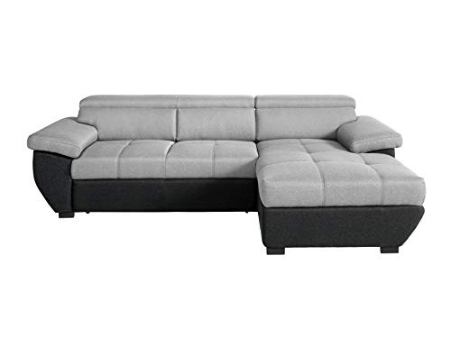 Mivano Ecksofa Speedway / Moderne Couch in L-Form mit verstellbaren Kopfteilen und Recamiere / 267 x 79 x 170 / Zweifarbig: Grau-Schwarz von Mivano