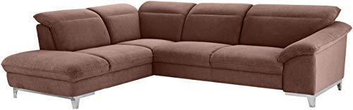 Mivano Ecksofa Teresa / L-Form-Couch mit Kopfteilverstellung und Ottomane / 293 x 84 x 232 / Mikrofaser, Braun von Mivano
