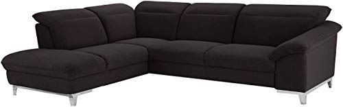 Mivano Ecksofa Teresa / L-Form-Couch mit Kopfteilverstellung und Ottomane / 293 x 84 x 232 / Mikrofaser, Schwarz von Mivano