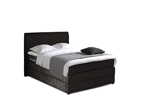 Mivano Hotspot Boxspringbett mit Durchgehender H3-Matratze, Bettkasten und Topper, Mikrofaser, Braun, Liegefläche 90 x 200 cm von Mivano