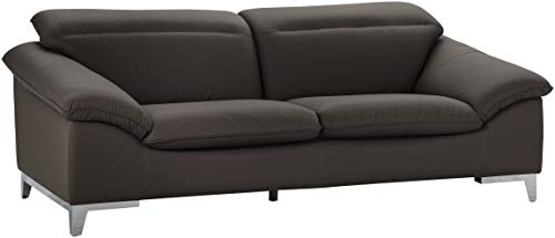 Mivano Ledercouch Teresa, Modernes 2-Sitzer-Sofa mit verstellbaren Kopfstützen, 218 x 84 x 109, Kunstleder Braun von Mivano