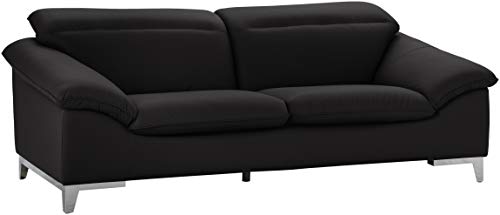 Mivano Ledercouch Teresa, Modernes 2-Sitzer-Sofa mit verstellbaren Kopfstützen, 218 x 84 x 109, Kunstleder Schwarz von Mivano