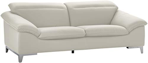 Mivano Ledercouch Teresa, Modernes 2-Sitzer-Sofa mit verstellbaren Kopfstützen, 218 x 84 x 109, Kunstleder Weiß von Mivano